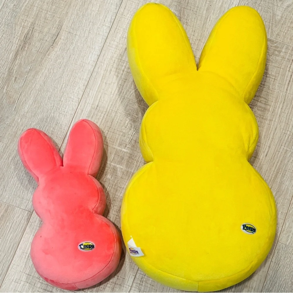 Peeps Just born RUZ Yellow 17” And 10” Pink Bunny Plush Rabbit Stuffed Animal